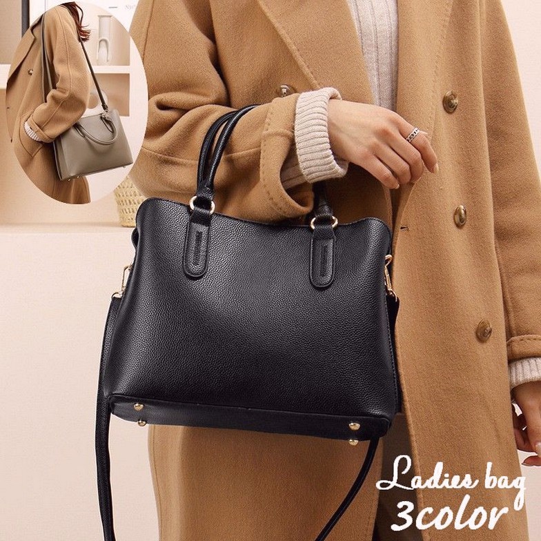 2wayバッグ ハンドバッグ ショルダーバッグ レディース 女性用 かばん カバン PUレザー 無地 手提げ 肩掛け 斜め掛け シンプル 上品 おしゃれ お出かけ 普段使い ファスナー マグネットボタン 鞄 婦人用 ブラック カーキ レッド