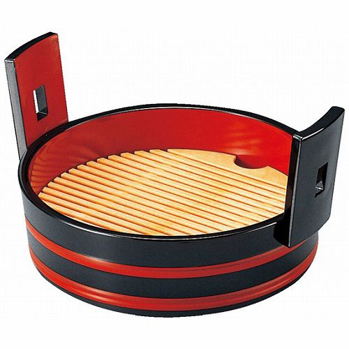 6寸 手桶 本体 黒朱ひも 盛り器 (目皿付き)A 業務用 飲食店