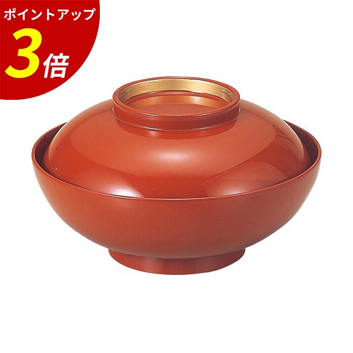 【P3倍★SALE期間限定】お椀 蓋付き ｜ 煮物椀 煮物 丼物 雑煮椀 汁椀 汁物椀 吸物椀 吸い物椀 味噌汁椀 蓋付き 蓋付き椀 フタ付き 漆器 漆塗り 日本製 木製 食洗機対応 耐熱 和食器 飲食店 来客用 業務用 ｜ 4.5寸 仙才煮物椀 朱高台内金見返し市松 内朱 福井クラフト