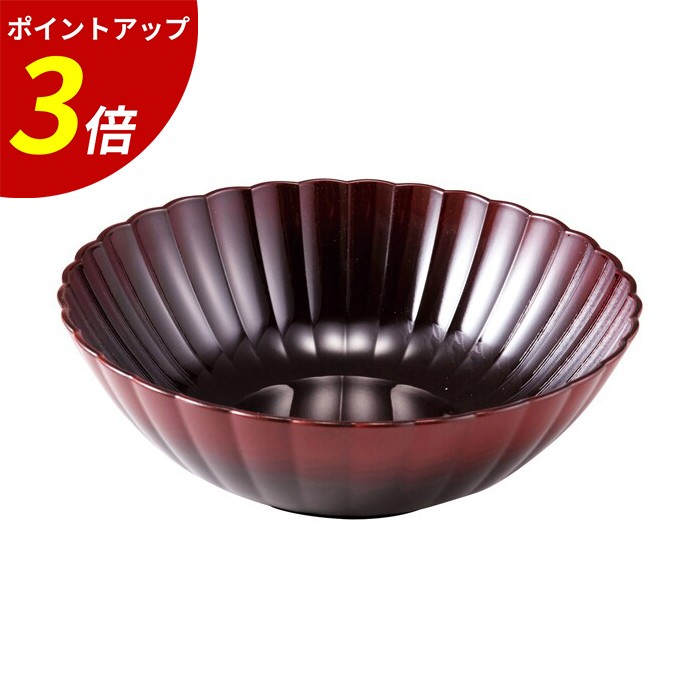 【P3倍★SALE期間限定】φ21cmフラワーボール 朱ぼかし ボール　サラダボール　サラダ皿　割れない　食洗機対応　日本製 業務用 飲食店