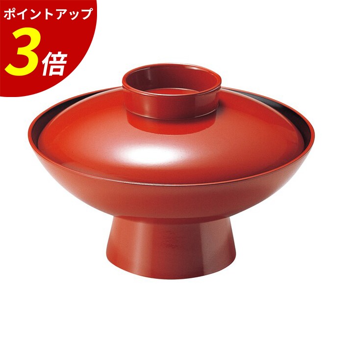 【P3倍★SALE期間限定】お椀 蓋付き | 煮物椀 煮物 汁椀 汁物椀 吸物椀 吸い物椀 蓋付き 蓋付き椀 フタ付き 漆器 漆塗り 日本製 おわん 木製 和食器 飲食店 来客用 業務用 ギフト プレゼント お祝い | 6寸 高台小槌椀 朱内黒 M 福井クラフト|ファミリースタイル2
