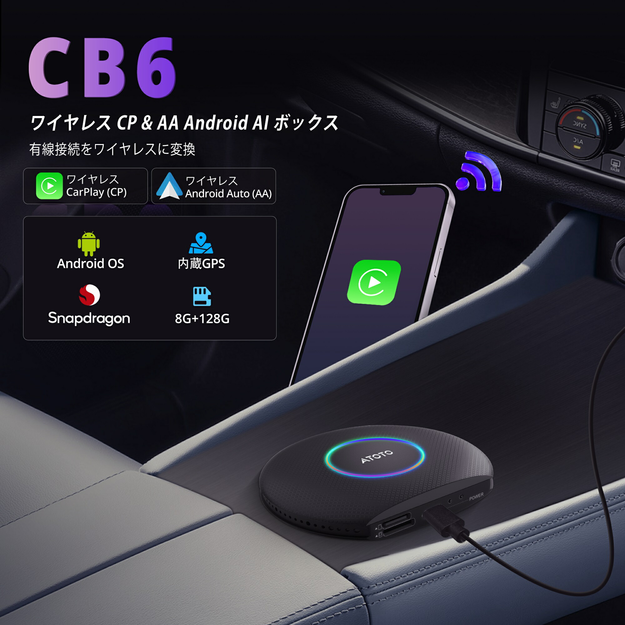 ATOTO CB6C ワイヤレススマートボックス atoto_cb6_wireless_carplay_ada
