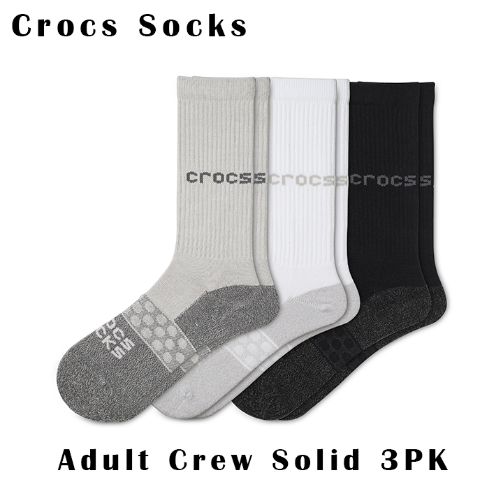 贅沢 内祝い クロックス アクセサリーCrocs Socks Adult Crew Solid 3-Pack ソックス アダルト クルー ソリッド ３パック マルチ 207789-90H gai-na.com gai-na.com