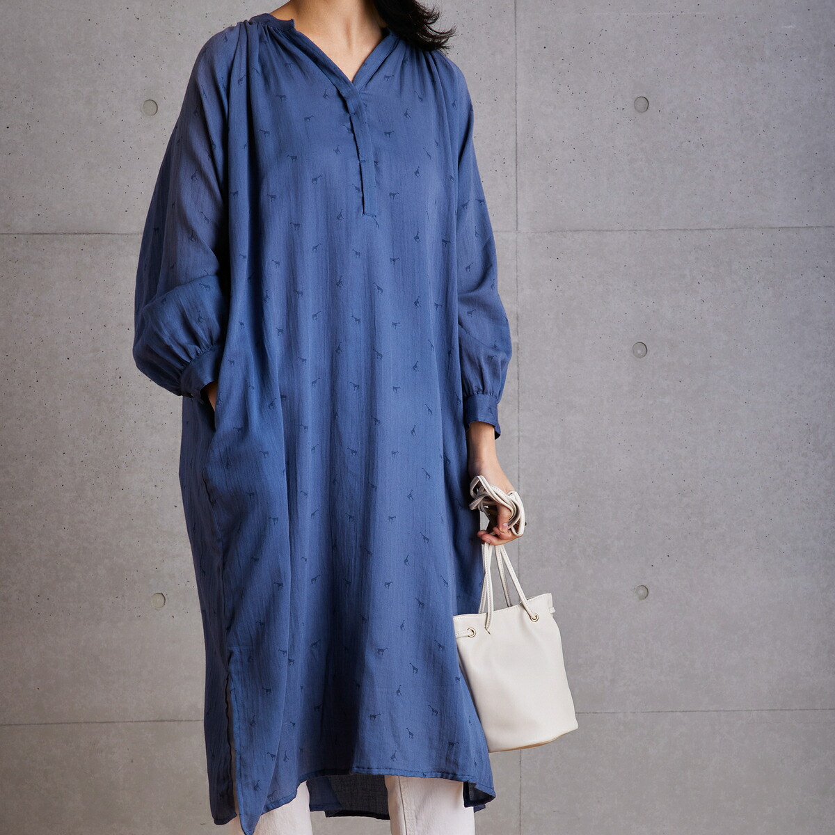 売上実績no 1 10 Offクーポン配布中 キリンプリントワンピース レディース ワンピース ギャザー パフスリーブ ラグラン スリット ナチュラル カジュアル レディースファッション ワンピース