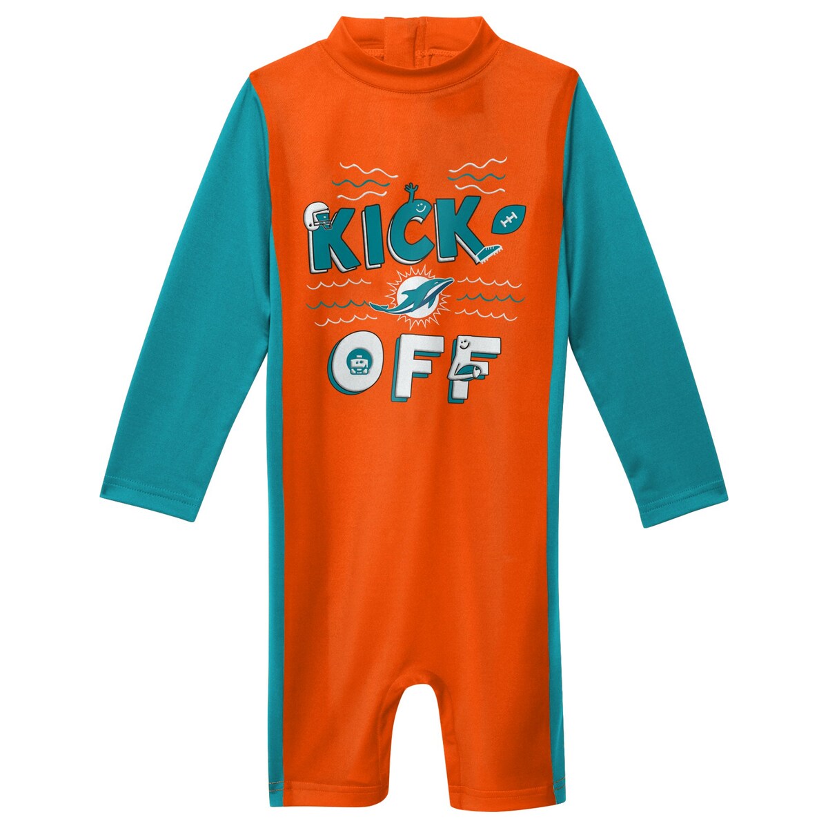【公式グッズ】NFL ドルフィンズ 水着 Outerstuff トドラー・幼児サイズ オレンジ (23 Toddler Wave Runner LS Wetsuit)
