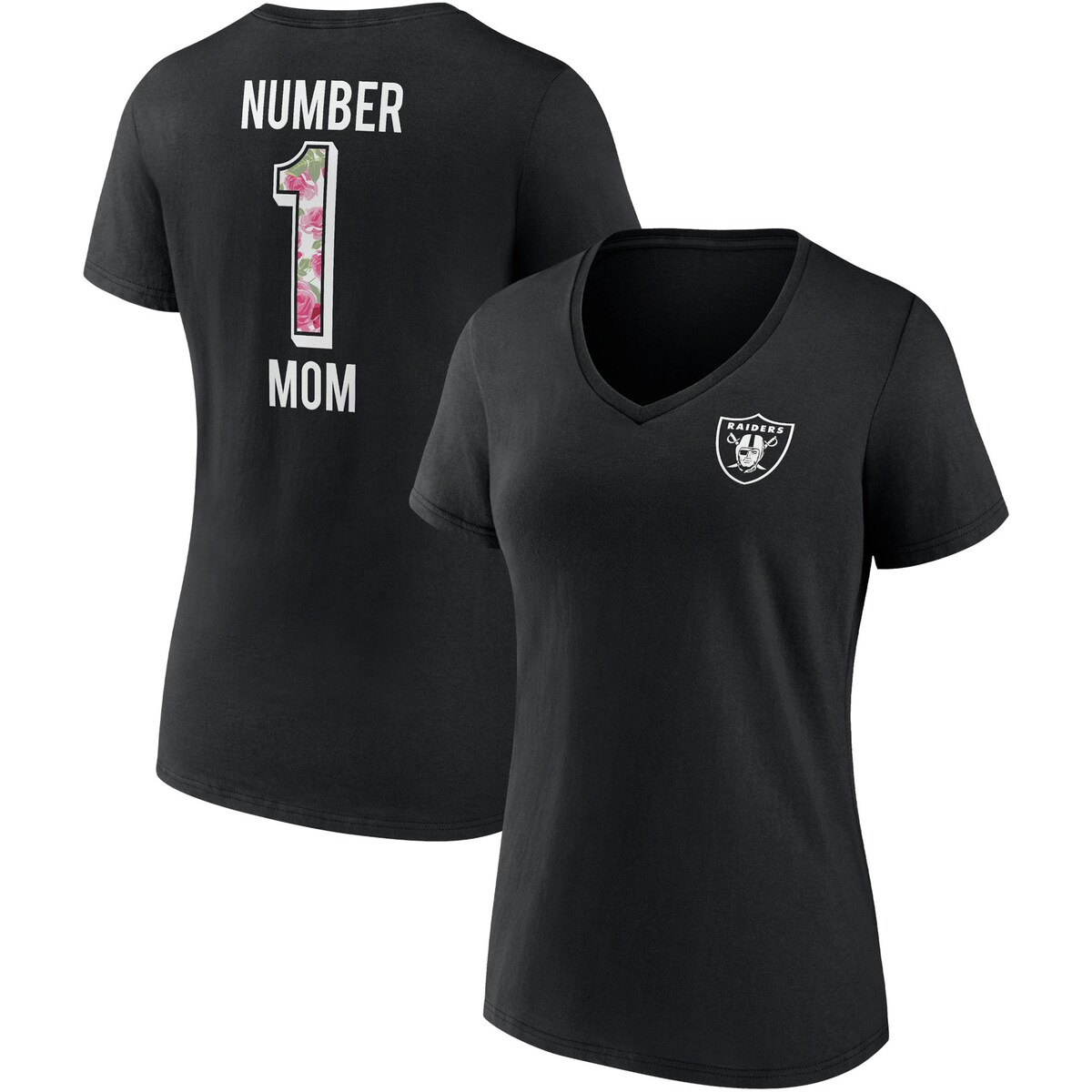 【公式グッズ】NFL レイダース Vネック Tシャツ Fanatics/ファナティクス レディース ブラック (22 Women's Mother's Day V-Neck SST)