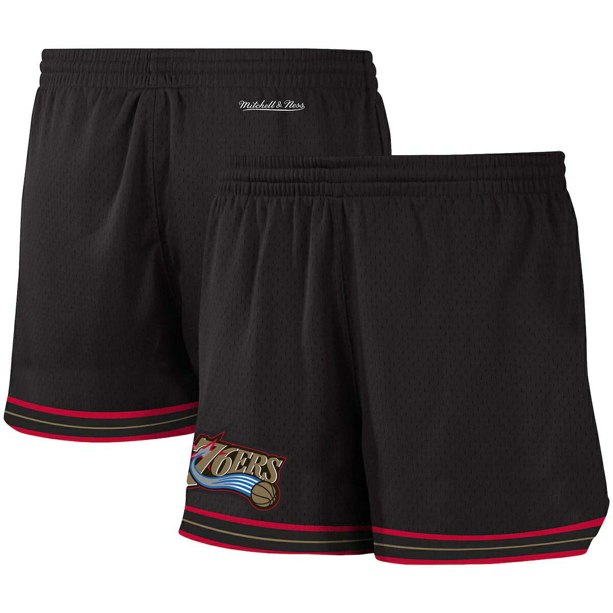 【公式グッズ】NBA 76ers カジュアル ショーツ Mitchell & Ness/ミッチェル＆ネス レディース ブラック (Womens MNC Jump Shot Short)