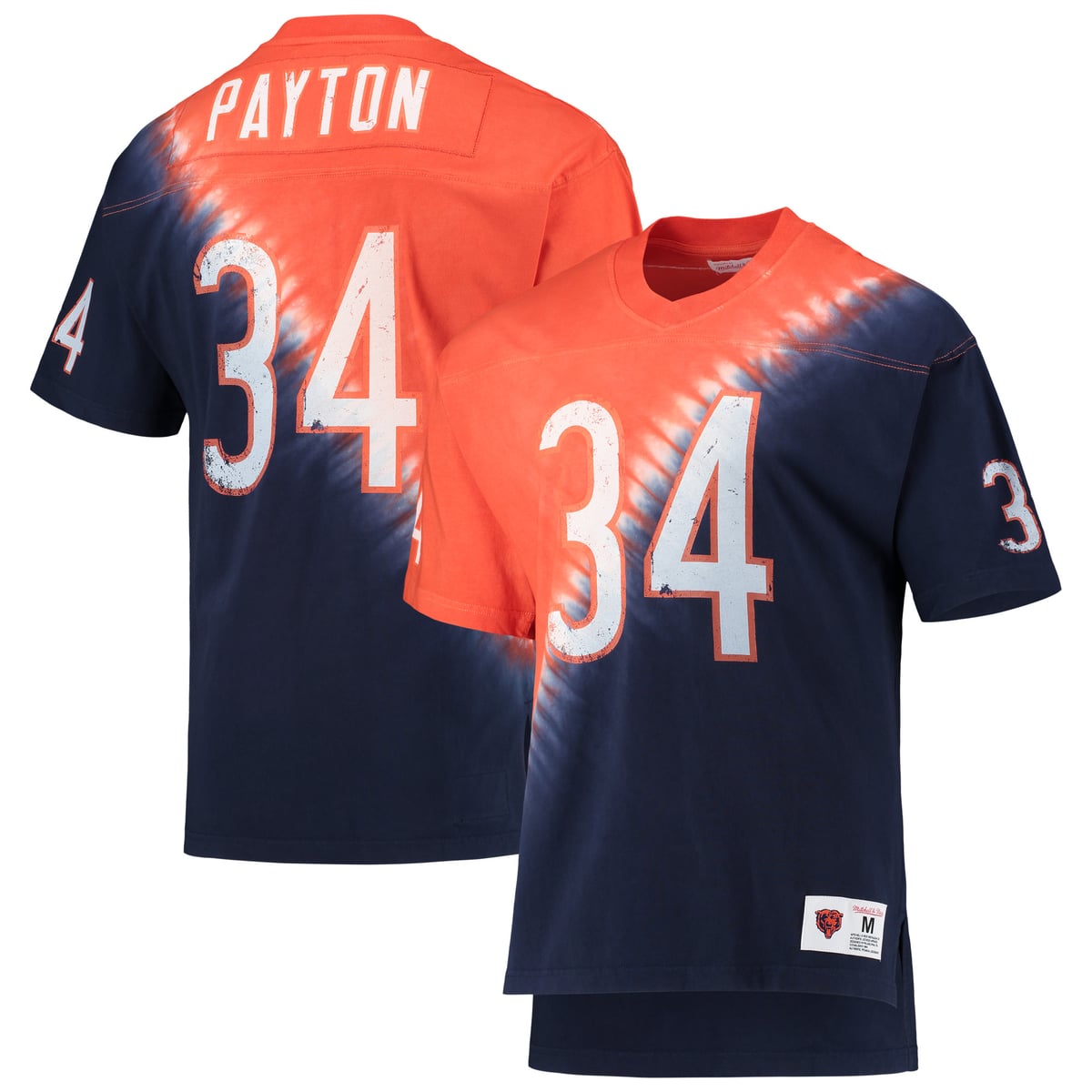 【公式グッズ】NFL ベアーズ ウォルター・ペイトン Tシャツ Mitchell & Ness/ミッチェル＆ネス メンズ オレンジ (22 Men's Retired Player N&N Diagonal Tie Dye Top)｜Fanatics公式ストア 店 19,526円