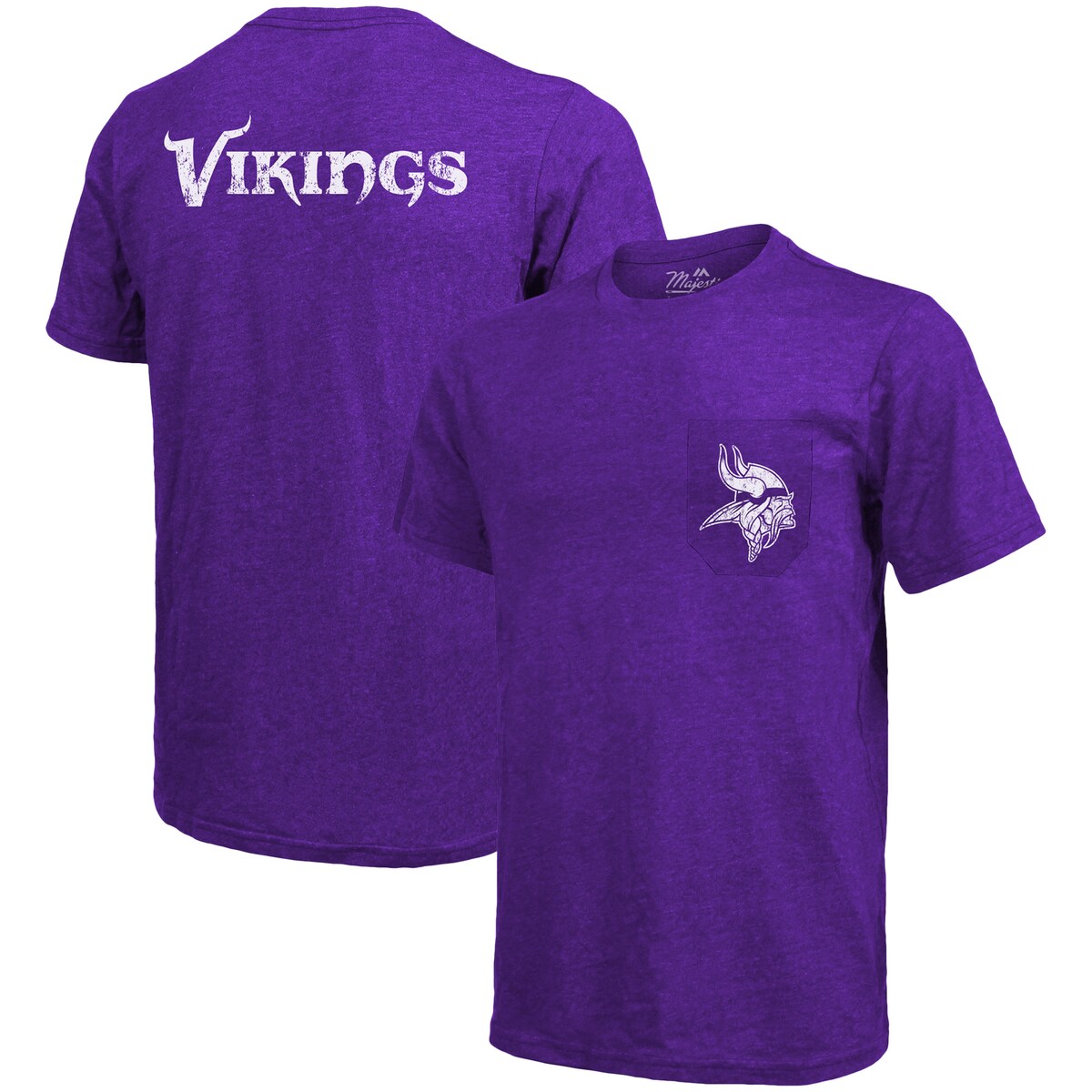 【公式グッズ】NFL バイキングス Tシャツ Majestic/マジェスティック メンズ パープル (19 Mens Triblend Pocket SST)|Fanatics公式ストア 店