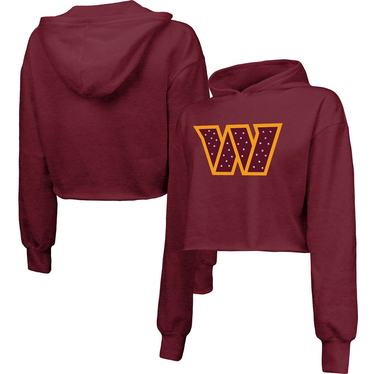 【公式グッズ】NFL コマンダーズ プルオーバー パーカー Majestic/マジェスティック レディース バーガンディ (MJT NFL Women's Bling Primary Logo Cropped Hoodie)