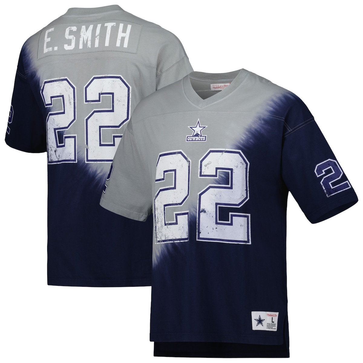 【公式グッズ】NFL カウボーイズ エミット・スミス Tシャツ Mitchell & Ness/ミッチェル&ネス メンズ ネイビー (22 Men's Retired Player N&N Diagonal Tie Dye Top)|Fanatics公式ストア 店
