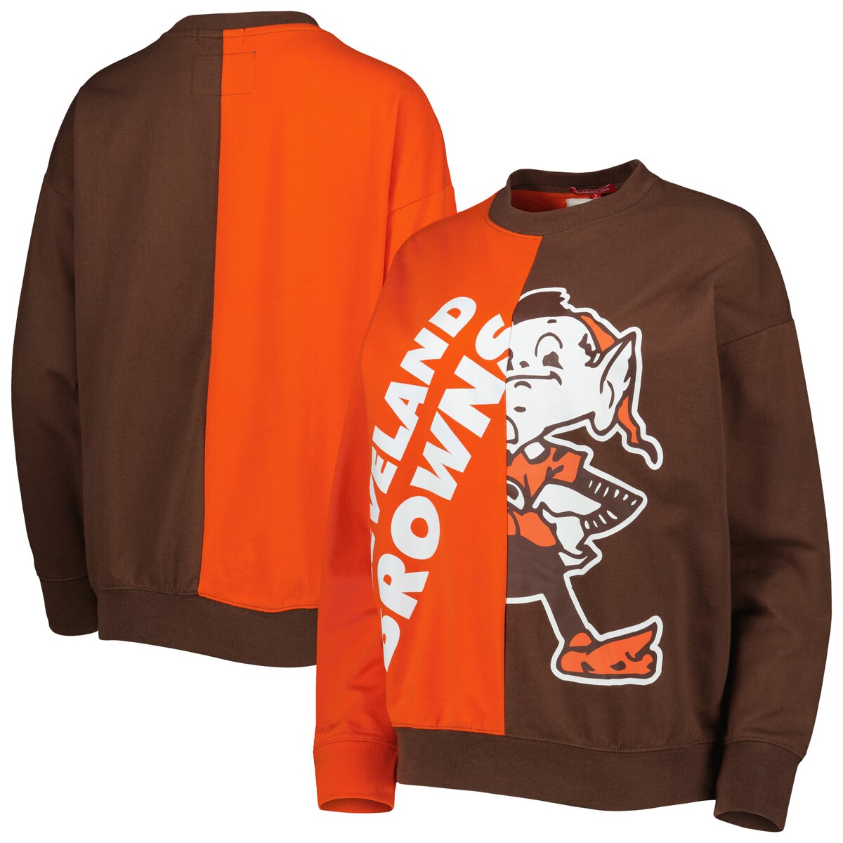 【公式グッズ】NFL ブラウンズ トレーナー Mitchell & Ness/ミッチェル＆ネス レディース オレンジ (22 Women's Big Face Crewneck Sweatshirt)