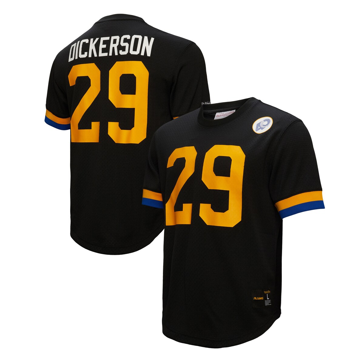 【公式グッズ】NFL ラムズ エリック・ディッカーソン Tシャツ Mitchell & Ness/ミッチェル&ネス メンズ ブラック (23 Men's Retired Player N&N Mesh Crewneck Top)|Fanatics公式ストア 店