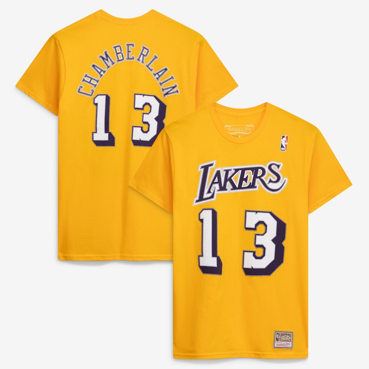 【公式グッズ】NBA レイカーズ ウィルト・チェンバレン Tシャツ Mitchell & Ness/ミッチェル＆ネス メンズ ゴールド (MNC Mens HD Stitch NN Tee)｜Fanatics公式ストア 店