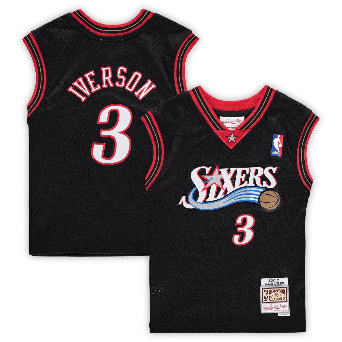 【公式グッズ】NBA 76ers アレン・アイバーソン ユニフォーム Mitchell & Ness/ミッチェル＆ネス トドラー・幼児サイズ ブラック (MNC Preschool Jersey)