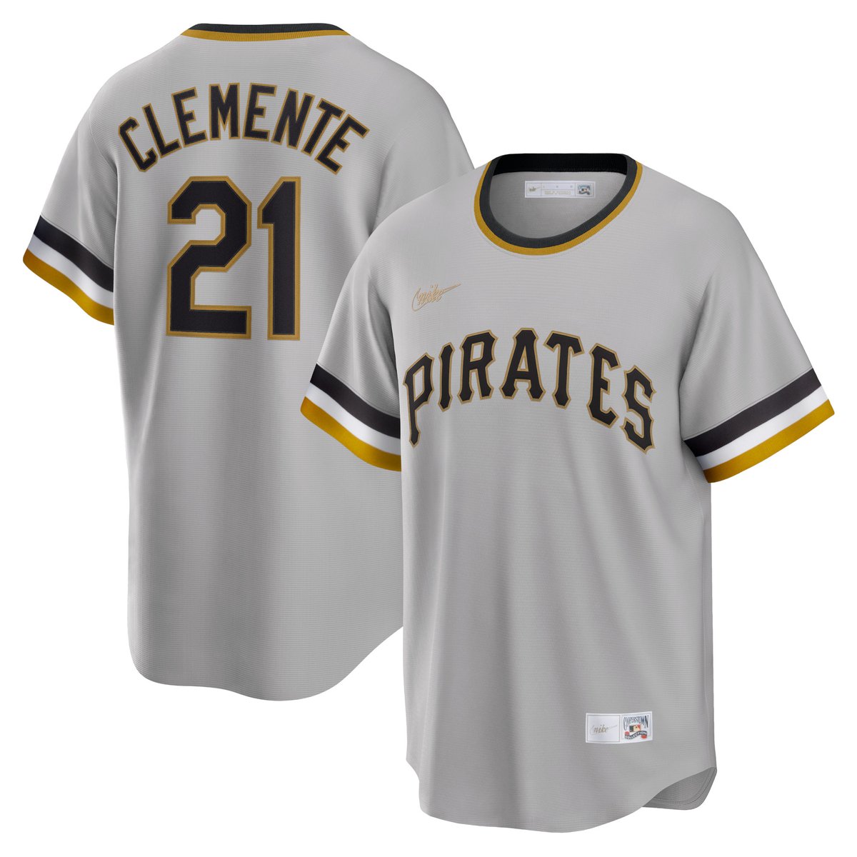 【公式グッズ】MLB パイレーツ ロベルト・クレメンテ ユニフォーム Nike/ナイキ メンズ グレイ (MLB Nike Men's Official Cooperstown Player Jersey)