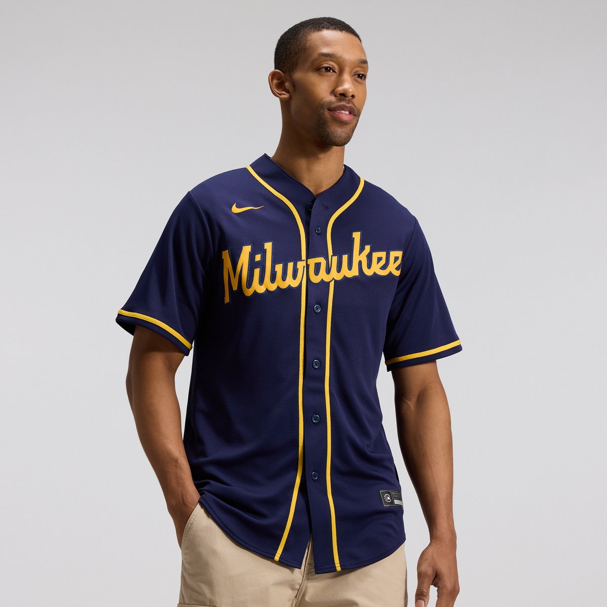 【公式グッズ】MLB ブルワーズ レプリカ ユニフォーム Nike/ナイキ メンズ ネイビー (Nike 2020 Men's Replica Team Jersey - 2019 Unveil)
