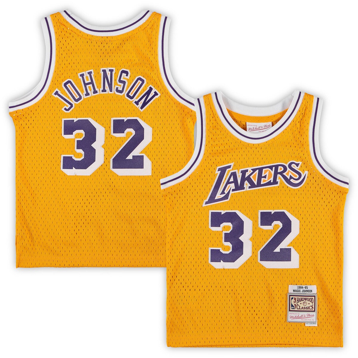 【公式グッズ】NBA レイカーズ マジック・ジョンソン ユニフォーム Mitchell & Ness/ミッチェル＆ネス トドラー・幼児サイズ ゴールド (MNC Preschool Jersey)｜Fanatics公式ストア 店