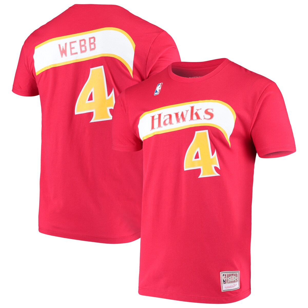【公式グッズ】NBA ホークス スパッド・ウェッブ Tシャツ Mitchell & Ness/ミッチェル&ネス メンズ レッド (MNC Mens HD Stitch NN Tee)|Fanatics公式ストア 店
