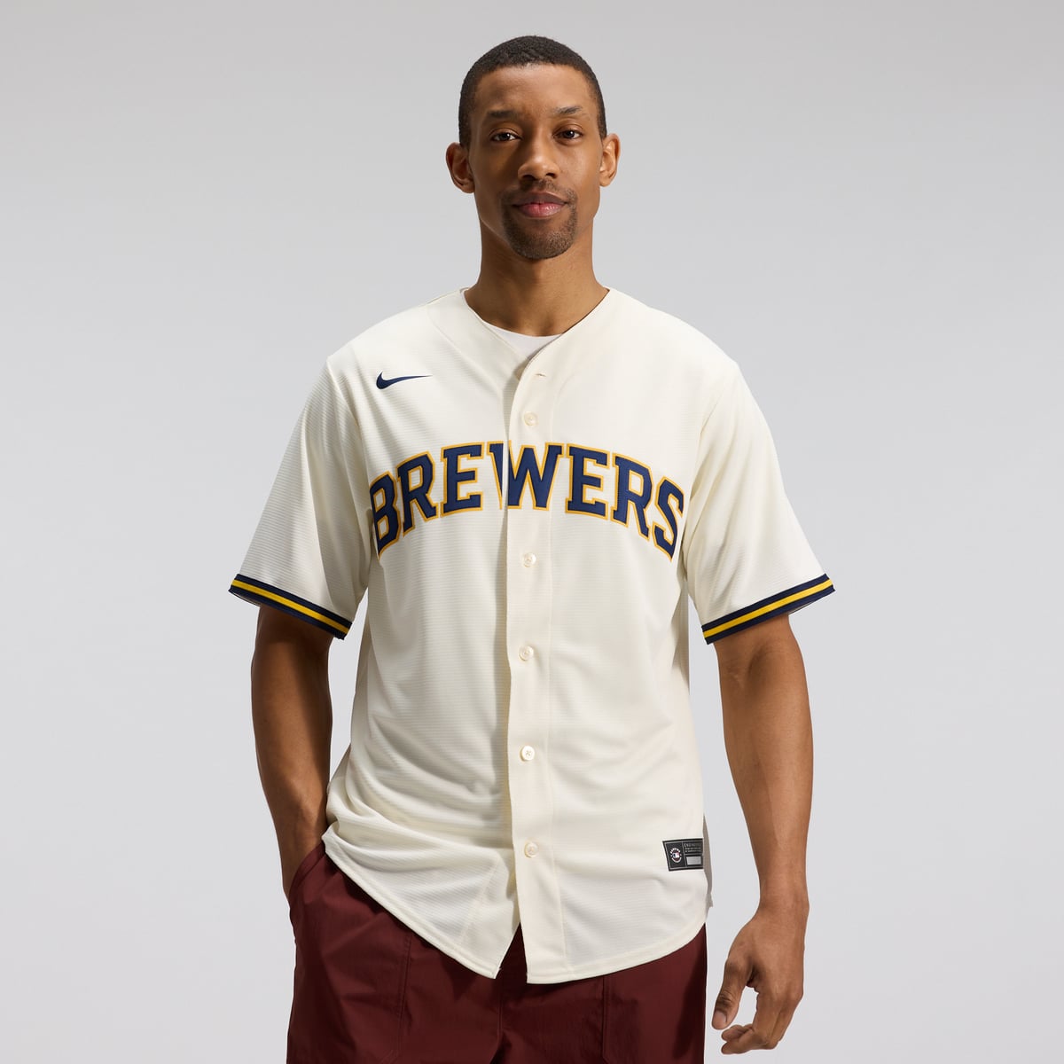【公式グッズ】MLB ブルワーズ レプリカ ユニフォーム Nike/ナイキ メンズ クリーム (Nike 2020 Men's Replica Team Jersey - 2019 Unveil)