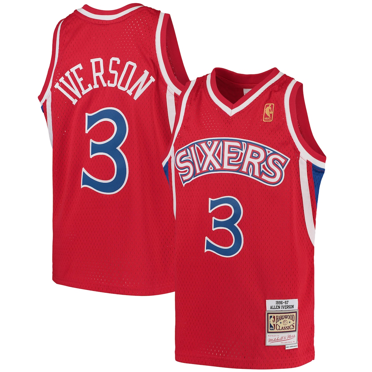 【公式グッズ】NBA 76ers アレン・アイバーソン ユニフォーム Mitchell & Ness/ミッチェル＆ネス キッズサイズ レッド (MNC HWC Youth Swingman Jerseys)｜Fanatics公式ストア 店