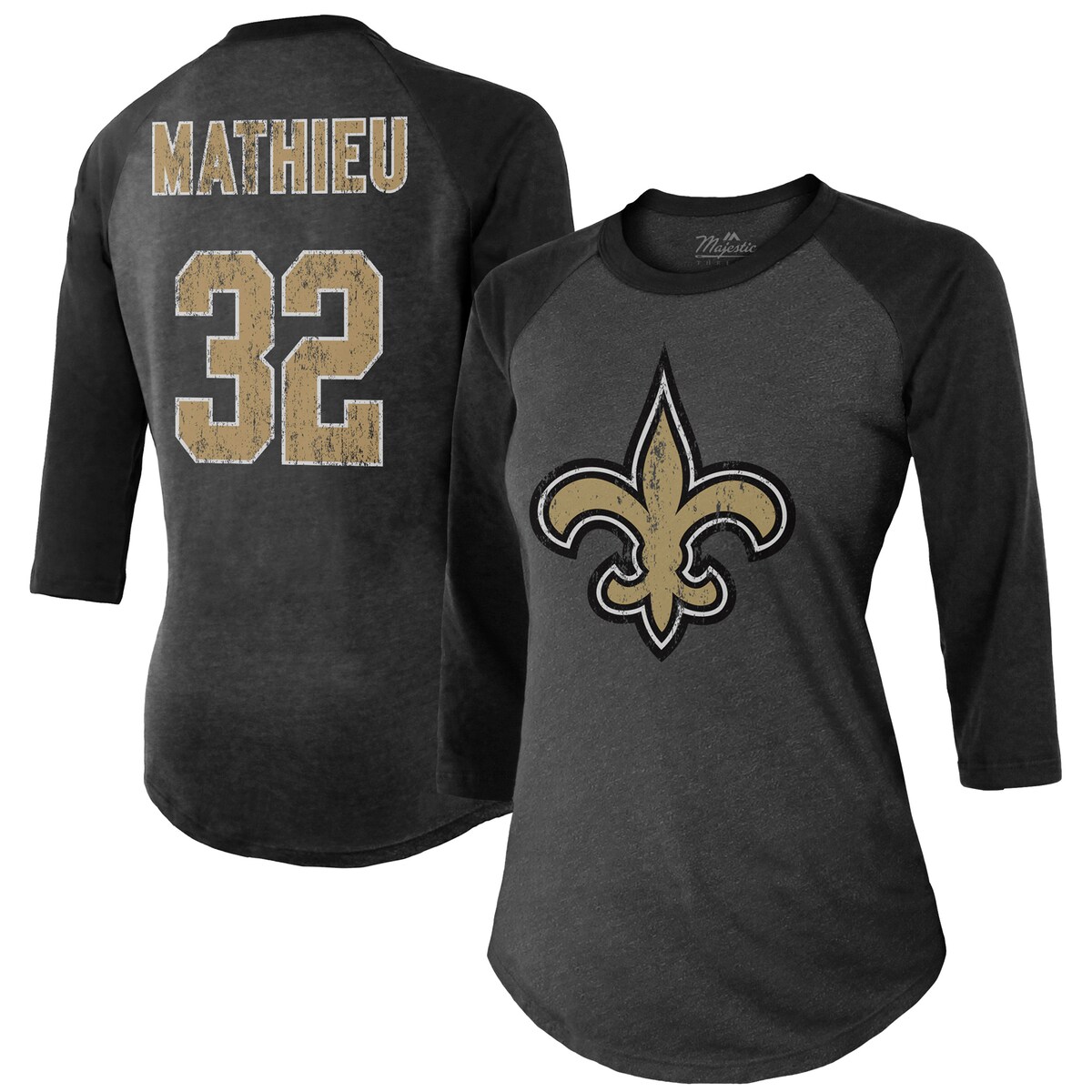 【公式グッズ】NFL セインツ タイラン・マシュー Tシャツ Majestic/マジェスティック レディース ブラック (Women's Team Color 3/4 Raglan Player N&N Top - EXPIRED)｜Fanatics公式ストア 店
