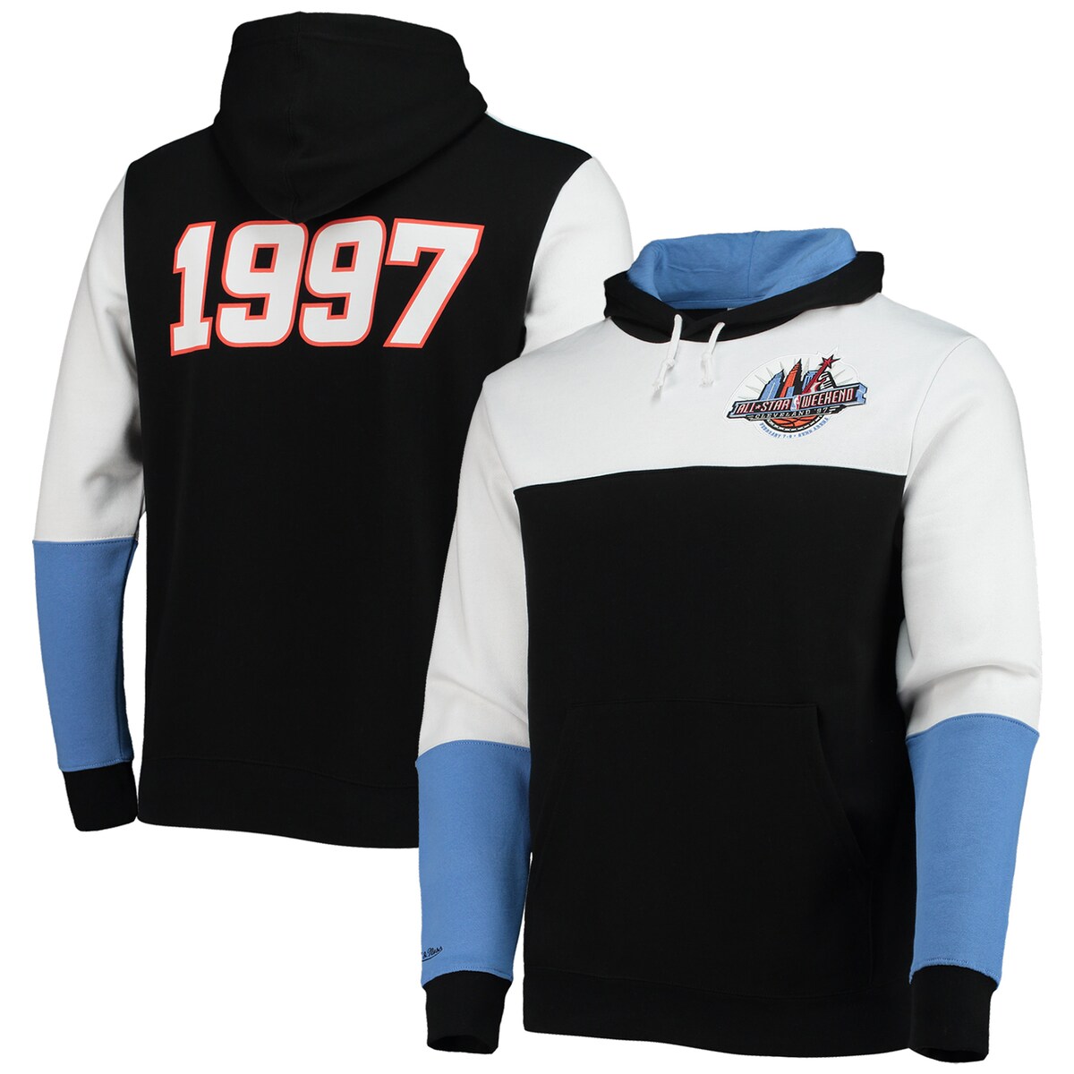 【公式グッズ】NBA オールスター プルオーバー パーカー Mitchell & Ness/ミッチェル＆ネス メンズ ブラック (Mens MNC HWC All Star Fusion Fleece 2.0 Colorblock PO Hoodie)