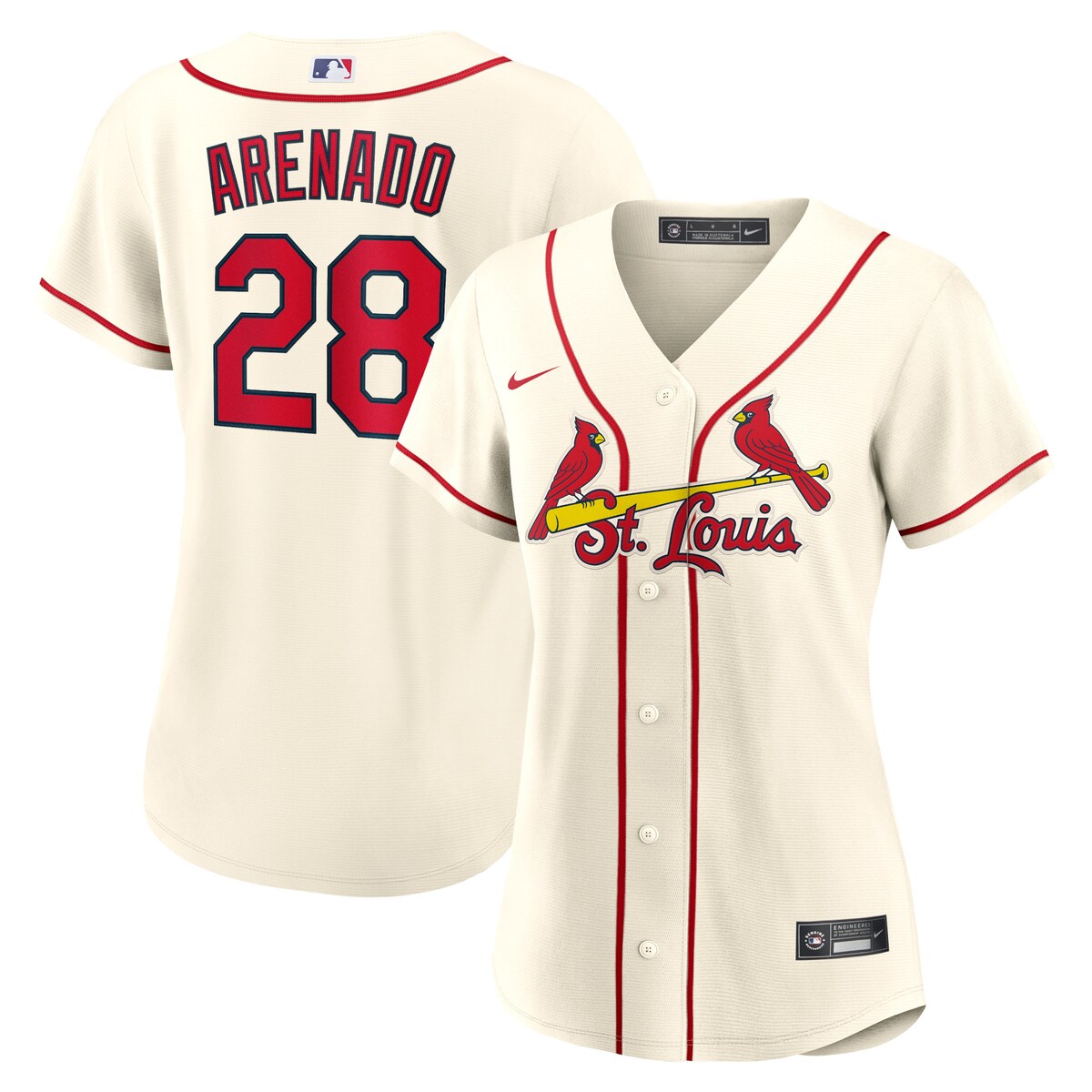 【公式グッズ】MLB カージナルス ノーラン・アレナド レプリカ ユニフォーム Nike/ナイキ レディース クリーム (Women's MLB Nike Official Replica Player Jersey)