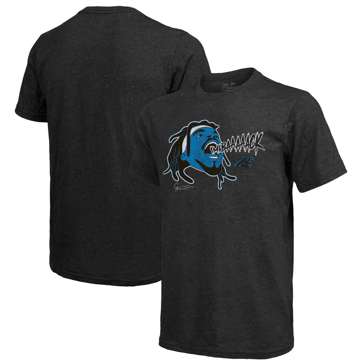 【公式グッズ】NFL パンサーズ キャム・ニュートン Tシャツ Majestic/マジェスティック メンズ ブラック (Men's Player Graphic SST)