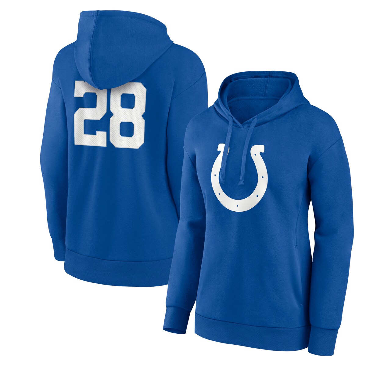 【公式グッズ】NFL コルツ ジョナサン・テイラー Vネック プルオーバー パーカー Fanatics/ファナティクス ロイヤル (Women's Player Icon N&N Hood)