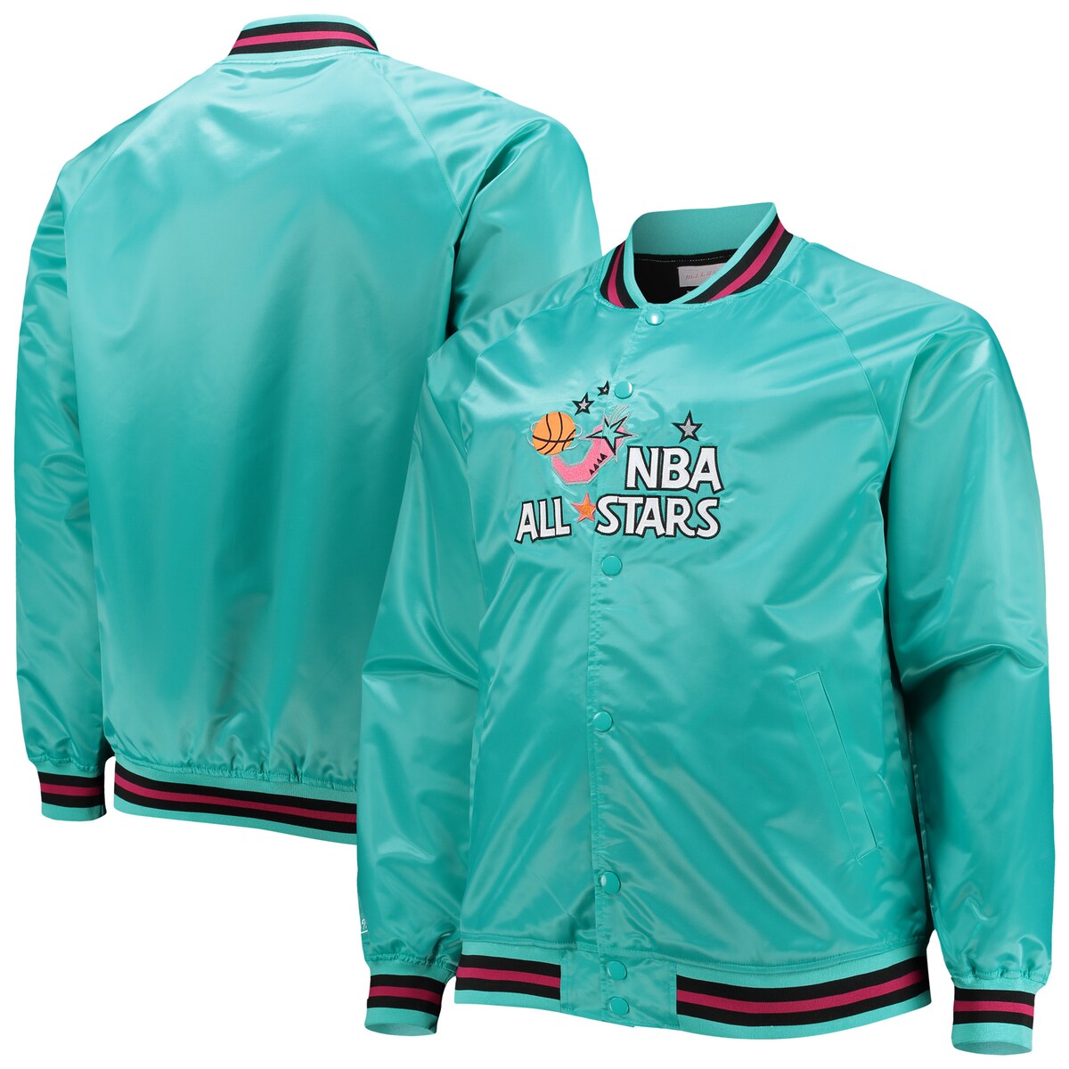 【公式グッズ】NBA オールスター ジャケット （大きいサイズ） Mitchell & Ness/ミッチェル＆ネス メンズ ティール (Mens PRF M&N B&T HWC All Star Tackle Twill Satin Jacket)