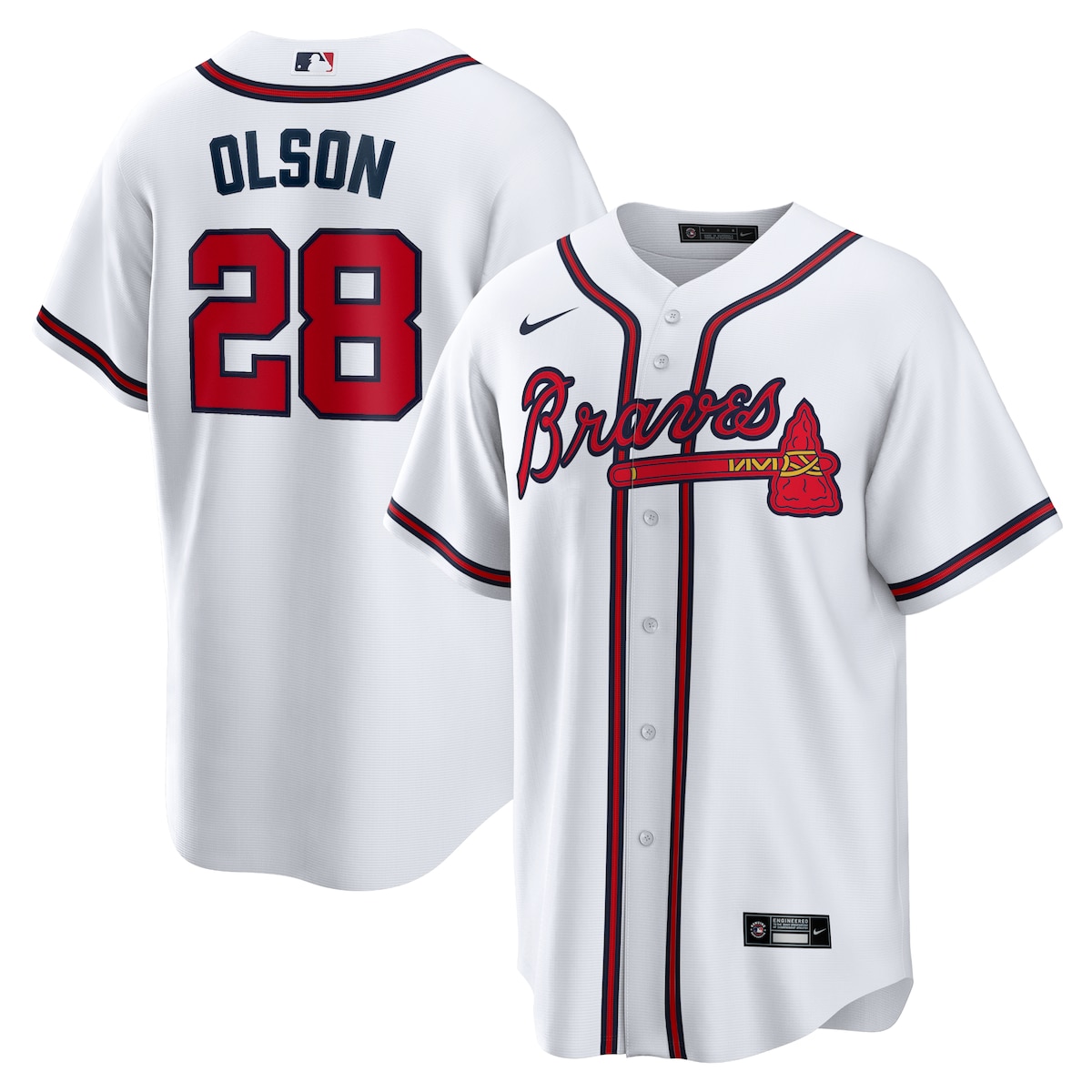 【公式グッズ】MLB ブレーブス マット・オルソン レプリカ ユニフォーム Nike/ナイキ メンズ ホワイト (Men's MLB Nike Official Replica Player Jersey)