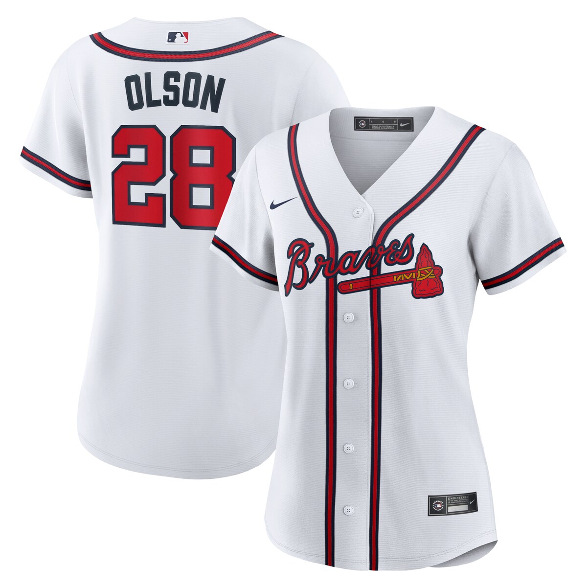【公式グッズ】MLB ブレーブス マット・オルソン レプリカ ユニフォーム Nike/ナイキ レディース ホワイト (Women's MLB Nike Official Replica Player Jersey)