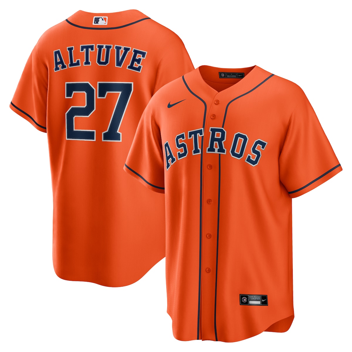 【公式グッズ】MLB アストロズ ホセ・アルトゥーベ レプリカ ユニフォーム Nike/ナイキ メンズ オレンジ (Men's MLB Nike Official Replica Player Jersey)