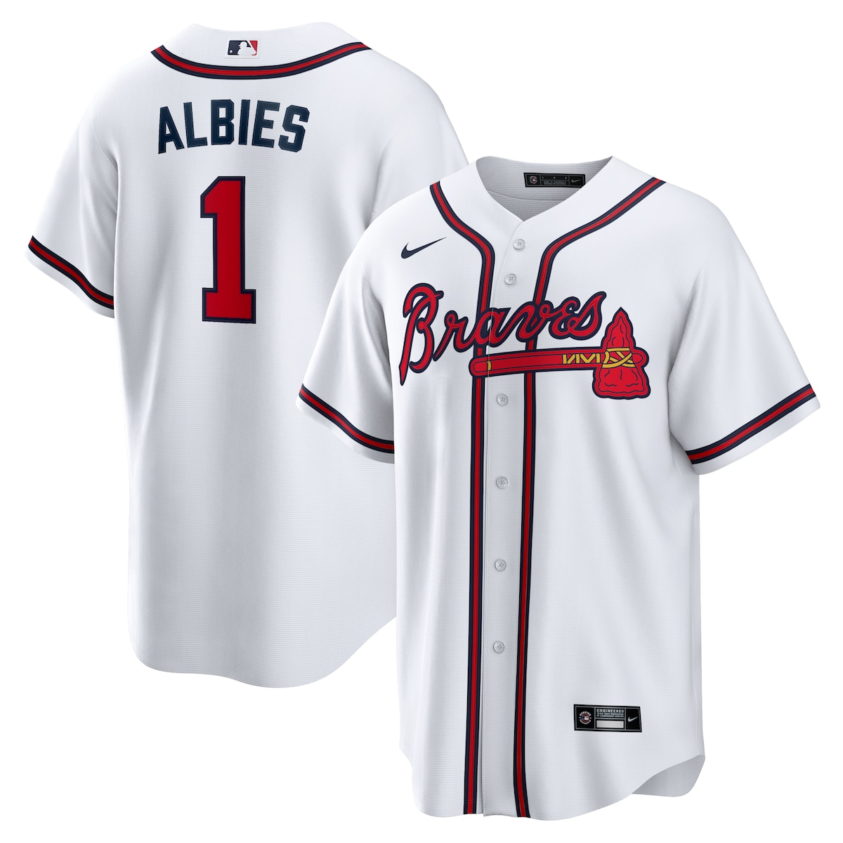 【公式グッズ】MLB ブレーブス オジー・アルビース レプリカ ユニフォーム Nike/ナイキ メンズ ホワイト (Men's MLB Nike Official Replica Player Jersey)