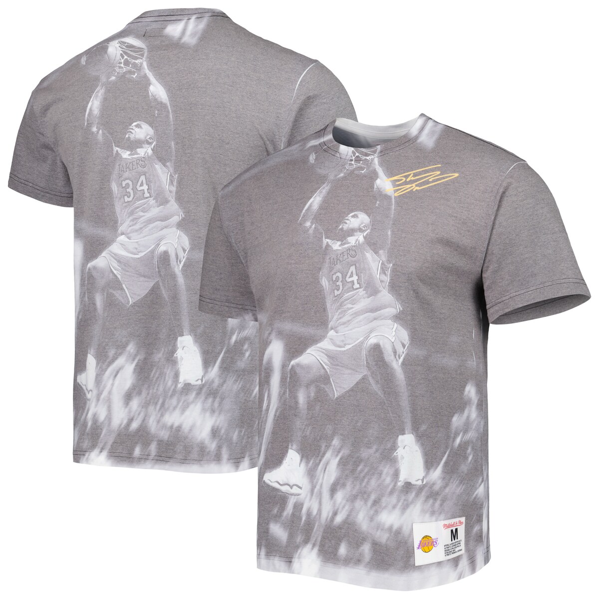 【公式グッズ】NBA レイカーズ シャキール・オニール Tシャツ Mitchell & Ness/ミッチェル＆ネス メンズ ヘザーグレイ (MNC Men's Above The Rim Sublimated SS Tee)｜Fanatics公式ストア 店