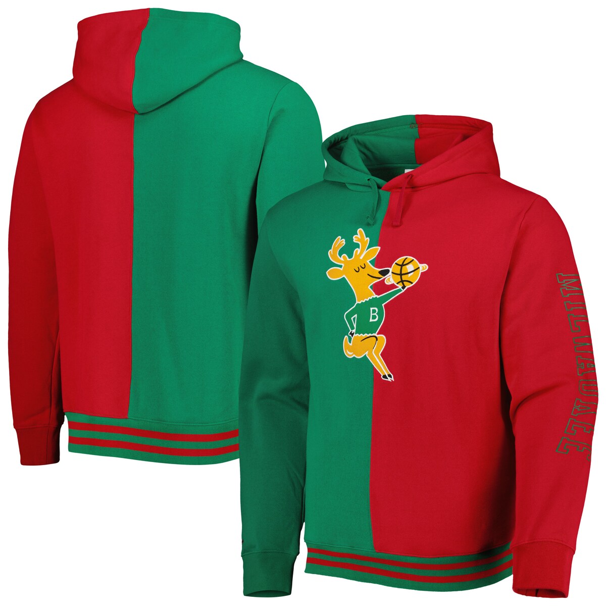 【公式グッズ】NBA バックス プルオーバー パーカー Mitchell & Ness/ミッチェル＆ネス メンズ グリーン (Mens MNC HWC Split Applique PO Hoodie)
