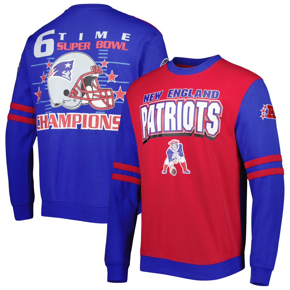 【公式グッズ】NFL ペイトリオッツ トレーナー Mitchell & Ness/ミッチェル＆ネス メンズ レッド (22 NFL MENS ALL OVER CREW 2.0)