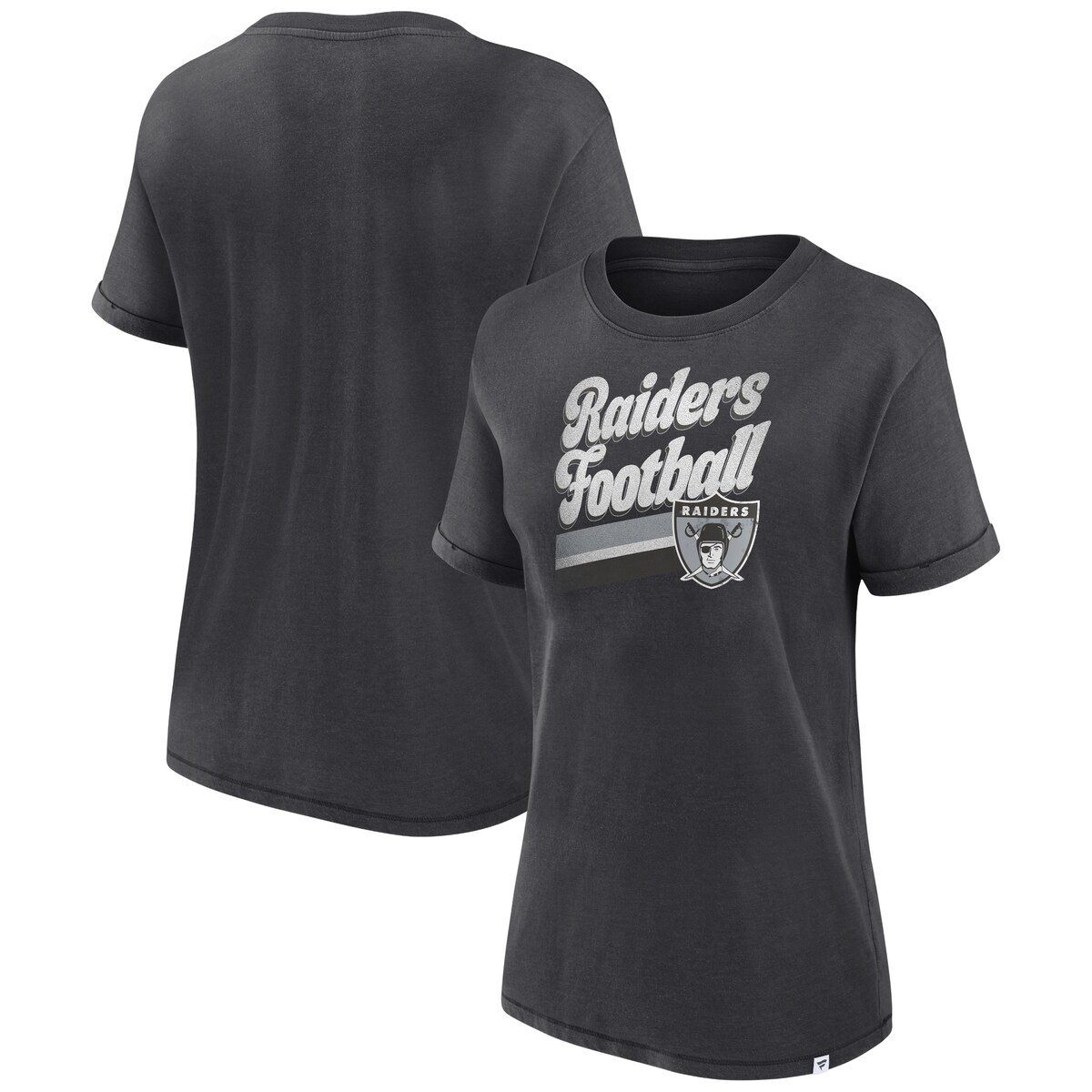 【公式グッズ】NFL レイダース Tシャツ Fanatics/ファナティクス レディース チャコール (23 Women's Hit Snow Washed Crewneck SST)