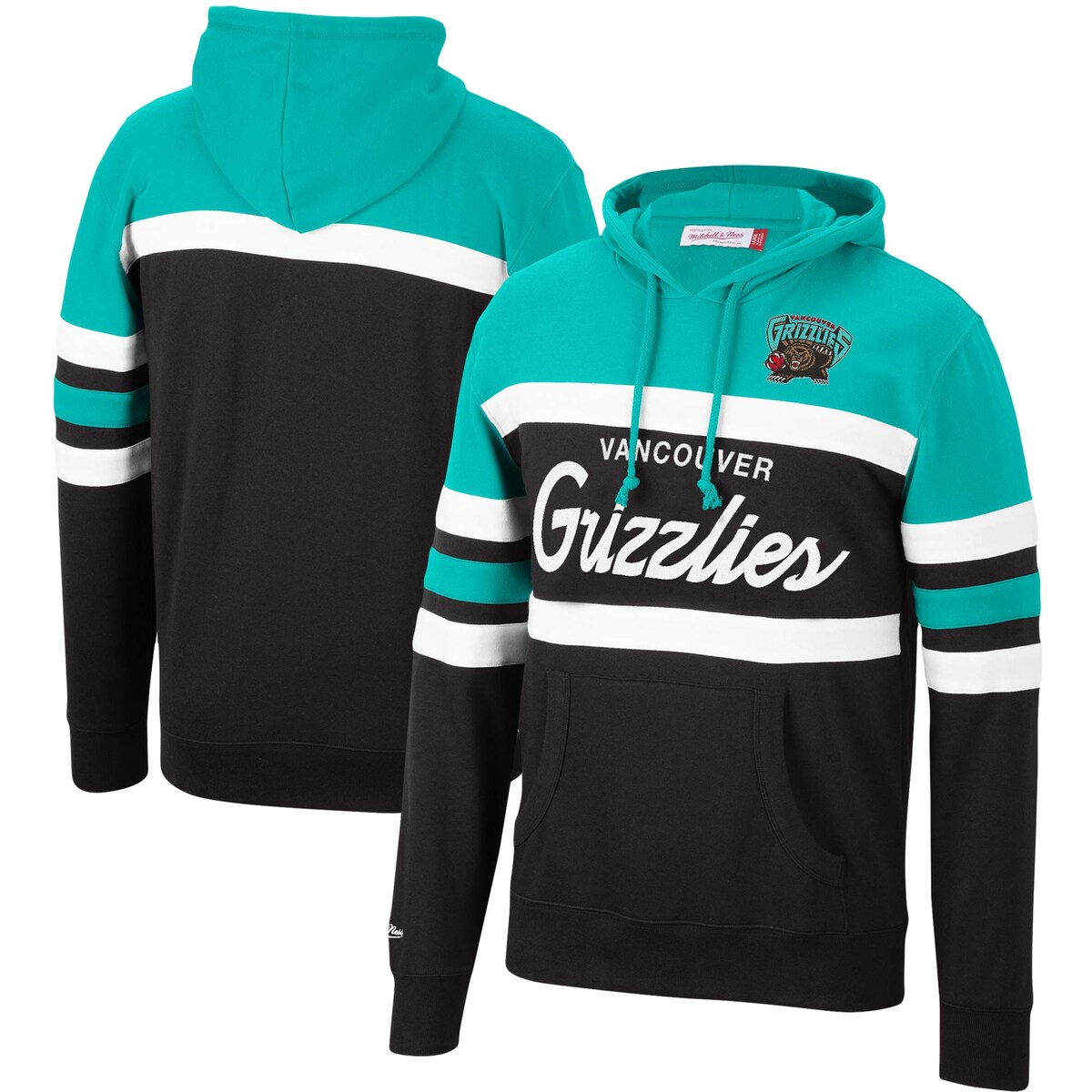 【公式グッズ】NBA グリズリーズ プルオーバー パーカー Mitchell & Ness/ミッチェル＆ネス メンズ ターコイズ (Mens MNC HWC Headcoach Colorblock PO Hoodie)