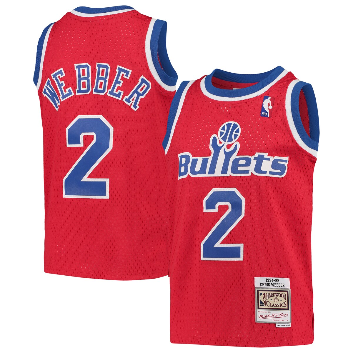 【公式グッズ】NBA ブレッツ クリス・ウェバー ユニフォーム Mitchell & Ness/ミッチェル＆ネス キッズサイズ レッド (MNC HWC Youth Swingman Jerseys)｜Fanatics公式ストア 店