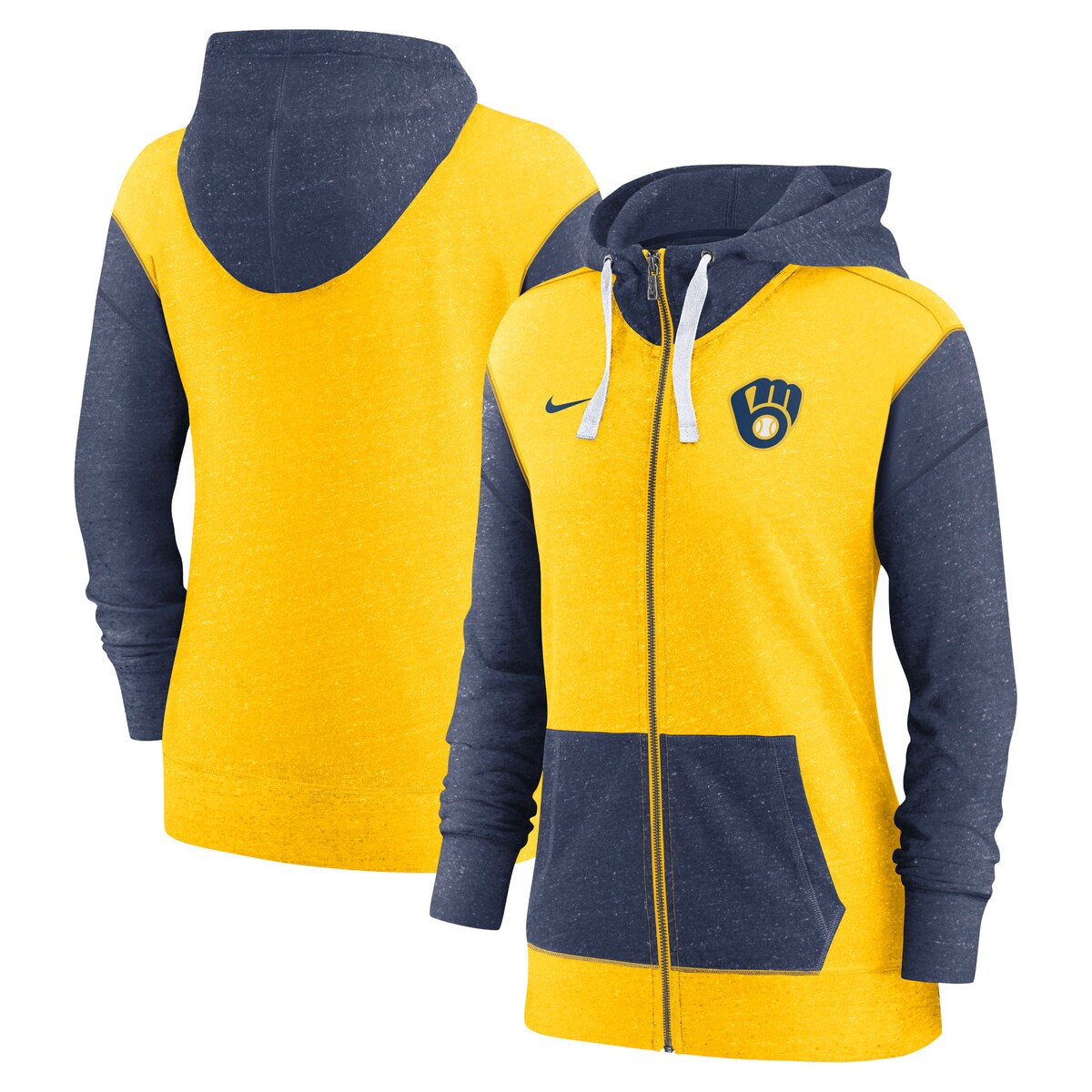 【公式グッズ】MLB ブルワーズ フルジップアップ パーカー Nike/ナイキ レディース ゴールド (Women's Nike Full Zip Hoodie)