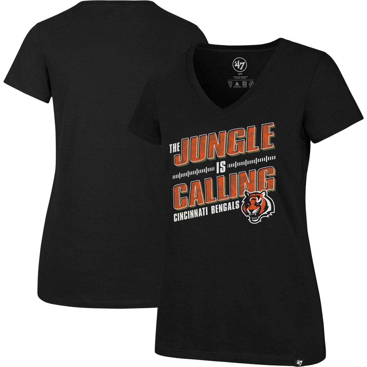 【公式グッズ】NFL ベンガルズ Tシャツ '47/フォーティーセブン/フォーティーセブン レディース ブラック (23 Women's Regional Ultra Rival V-Neck SS Tee)