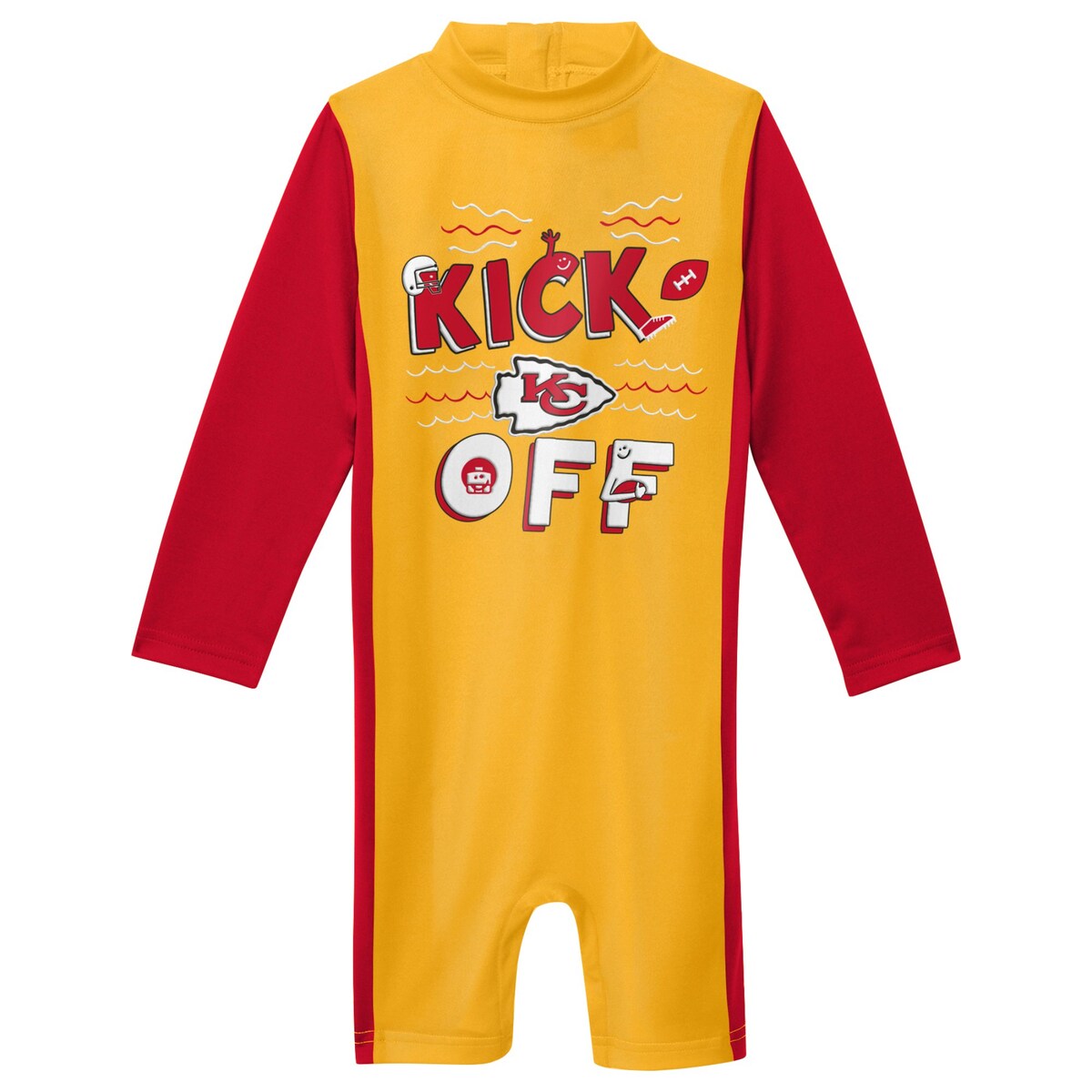 【公式グッズ】NFL チーフス 水着 Outerstuff トドラー・幼児サイズ ゴールド (23 Toddler Wave Runner LS Wetsuit)｜Fanatics公式ストア 店