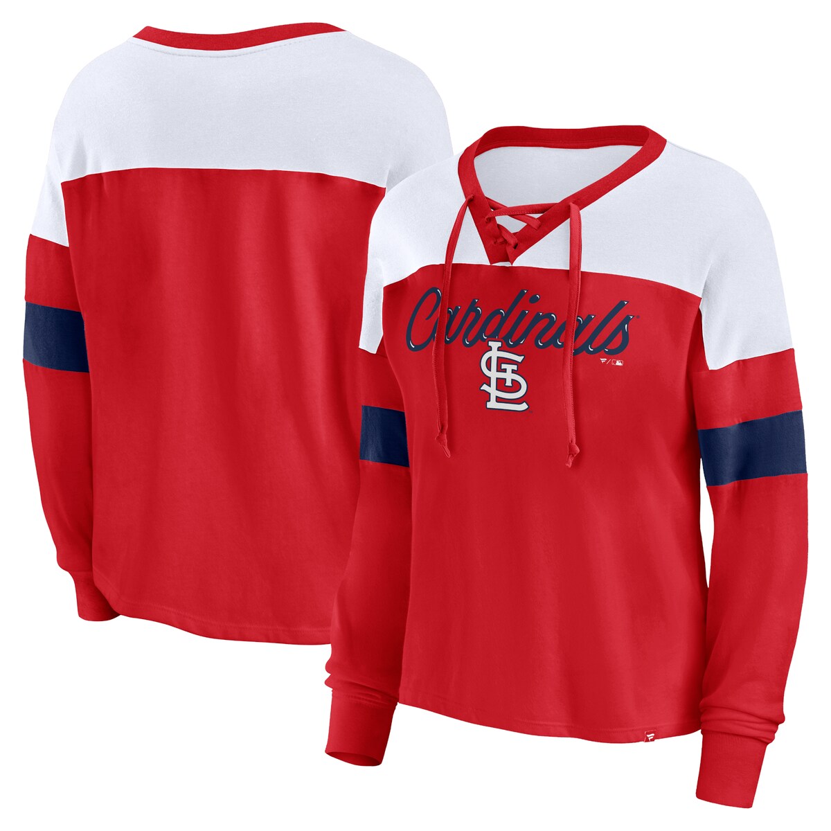 【公式グッズ】MLB カージナルス 長袖 Tシャツ Fanatics/ファナティクス レディース レッド (Women's Fanatics Branded Even Match Lace Up Long Sleeve Tee)