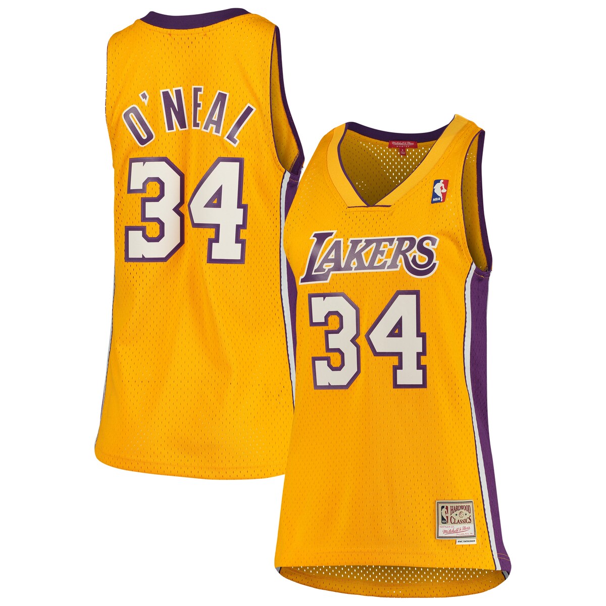 【公式グッズ】NBA レイカーズ シャキール・オニール ユニフォーム Mitchell & Ness/ミッチェル＆ネス レディース ゴールド (Womens MNC Swingman Jersey)