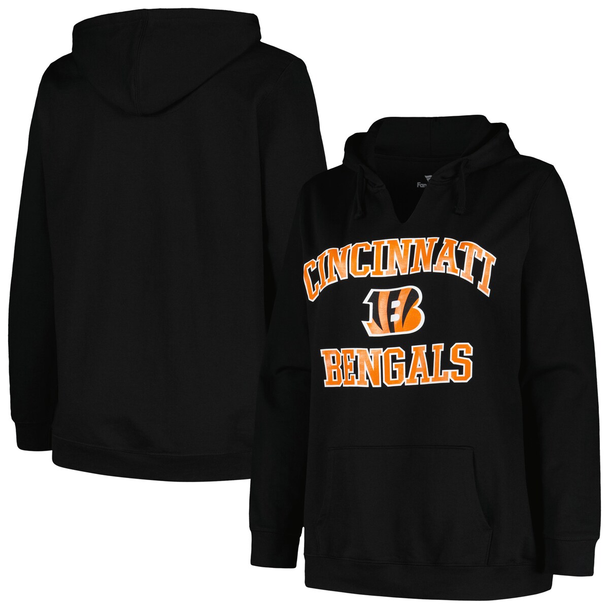 【公式グッズ】NFL ベンガルズ Vネック プルオーバー パーカー Fanatics/ファナティクス レディース ブラック (Heart and Soul Plus Hood)｜Fanatics公式ストア 店