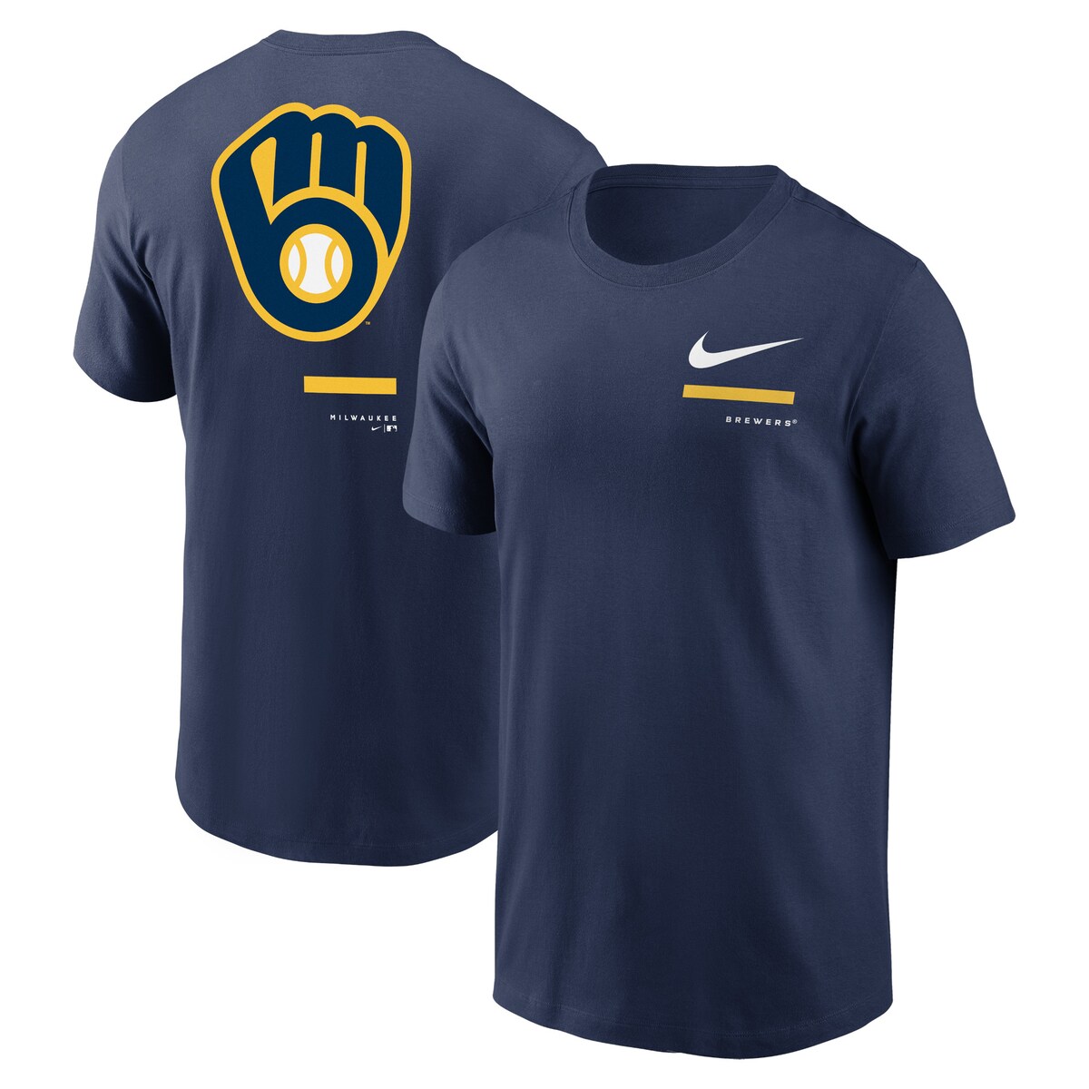 【公式グッズ】MLB ブルワーズ Tシャツ Nike/ナイキ メンズ ネイビー (23 Men's Nike Over Shoulder Short Sleeve Tee)
