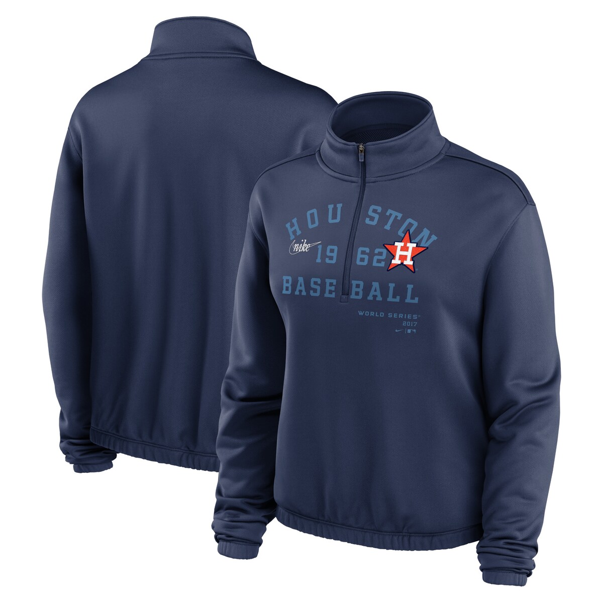 【公式グッズ】MLB アストロズ プルオーバー Nike/ナイキ レディース ネイビー (Women's Nike Rewind Splice Half Zip Crew Fleece)｜Fanatics公式ストア 店