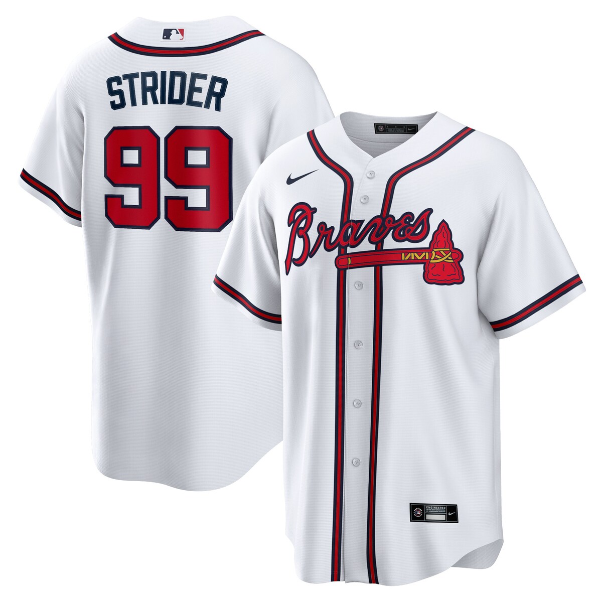 【公式グッズ】MLB ブレーブス スペンサー・ストライダ レプリカ ユニフォーム Nike/ナイキ メンズ ホワイト (T770 Mens Replica Jersey - Player N&N)